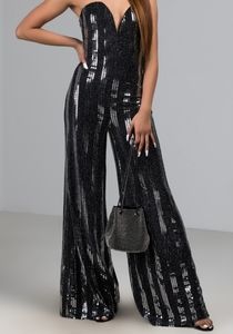 Sequin wide led jumpsuit